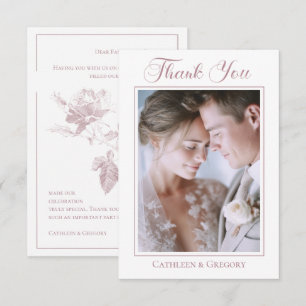 Cartão De Agradecimento Fotografia Personalizada Caligrafia de Casamento F
