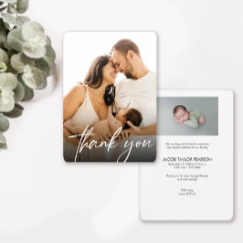 Cartão De Agradecimento Fotografia personalizada de nascimento de um bebê 