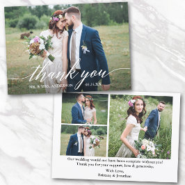 Cartão De Agradecimento Fotografias de Casamento de Caligrafia Moderna