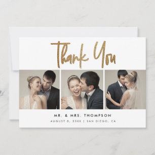 Cartão De Agradecimento Fotografias de Casamento Personalizadas 3 Modernas