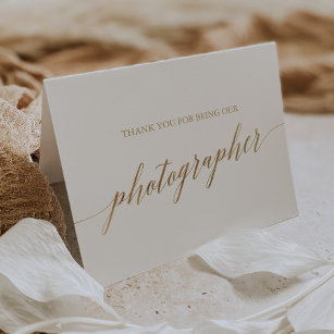 Cartão De Agradecimento Fotógrafo Dourado Elegante