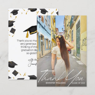 Cartão De Agradecimento Fotomoda de Graduação em Script Moderno, Turma de