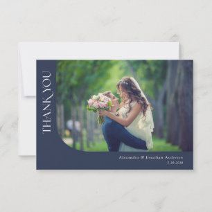 Cartão De Agradecimento Fotos Curvas Simples Modernas Casamento Obrigado