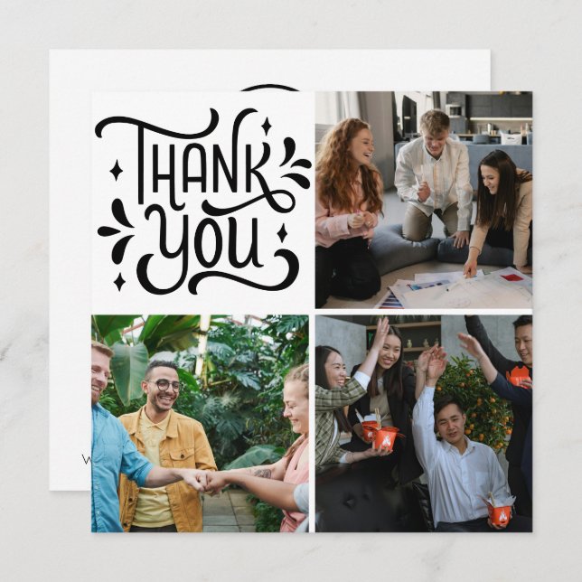 Cartão De Agradecimento Fotos da Equipe de Apreciação de Funcionários Obri (Frente/Verso)
