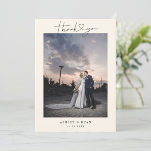 Cartão De Agradecimento Fotos de casamento com roteiro simples e minimalis
