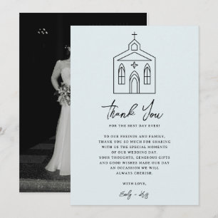Cartão De Agradecimento Fotos de casamento da Capela Azul Coquette