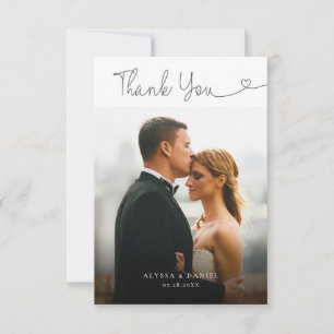 Cartão De Agradecimento Fotos de Casamento de Coração Simples com Script M