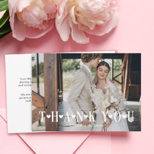 Cartão De Agradecimento Fotos de casamento de corações românticos modernos