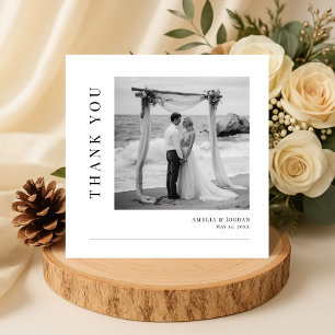 Cartão De Agradecimento Fotos de Casamento de Destino na Praia com Elegânc