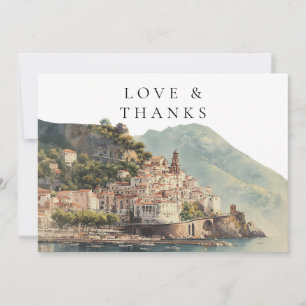 Cartão De Agradecimento Fotos de Casamento em Aquarela da Costa Amalfitana