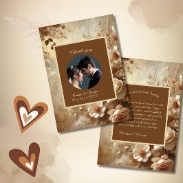 Cartão De Agradecimento Fotos de Casamento Florais Sonhadoras Românticas