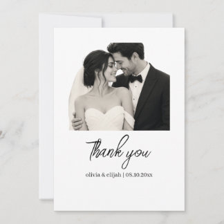 Cartão De Agradecimento Fotos De Casamento Modernas Minimalistas Simples E