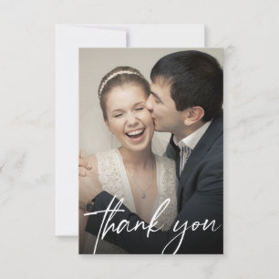 Cartão De Agradecimento Fotos de Casamento Modernas Personalizadas 2 Chic