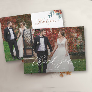 Cartão De Agradecimento Fotos de casamento romântico de outono em tons de
