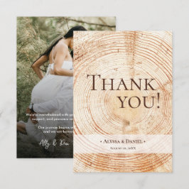 Cartão De Agradecimento Fotos de casamento rústicas com casca de madeira p