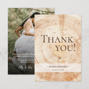Cartão De Agradecimento Fotos de casamento rústicas com casca de madeira p