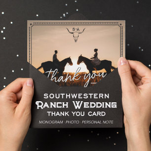 Cartão De Agradecimento Fotos de Casamento Rústico no Estilo Western Nota