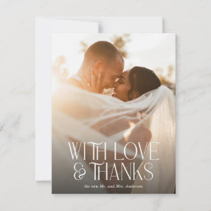 Cartão De Agradecimento Fotos de casamento Simples Elegante Amor e Agradec