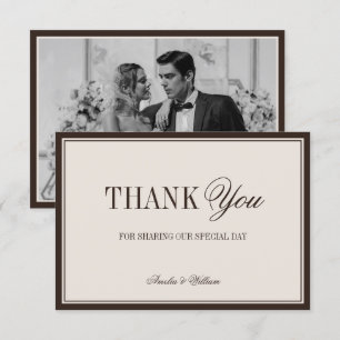 Cartão De Agradecimento Fotos de Casamento Timeless Brown Cream Antigas
