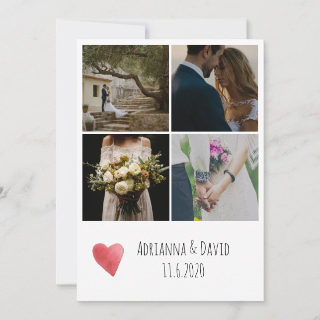 Cartão De Agradecimento Fotos do Bohemian quatro que Wedding o obrigado (Frente)