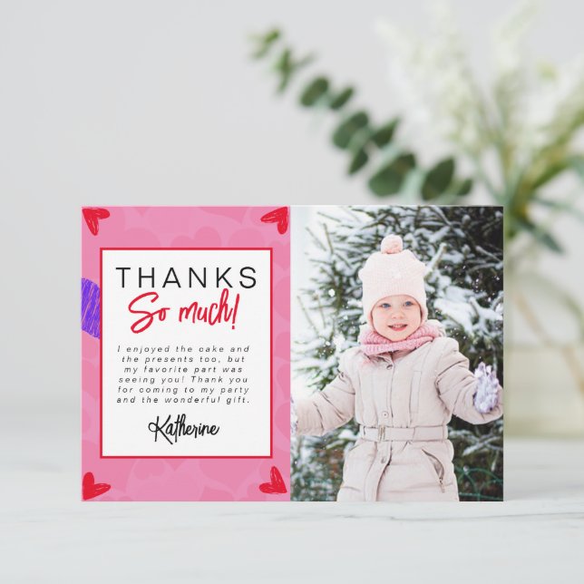 Cartão De Agradecimento Fotos dos Pequenos Quebra-Corações Festa de Aniver (Em pé/Frente)