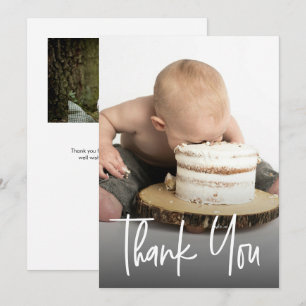 Cartão De Agradecimento Fotos fofas handlettering 1º aniversário Personali