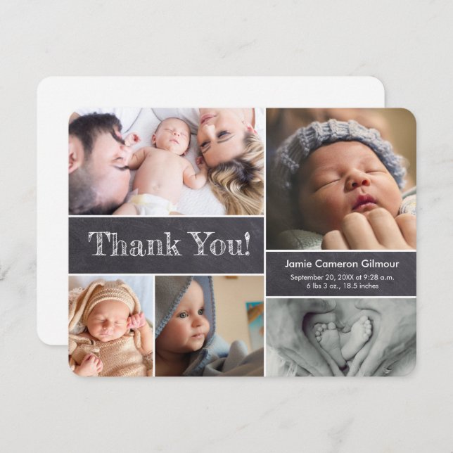 Cartão De Agradecimento Fotos Modernas Chá do Bebê (Frente/Verso)