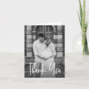 Cartão De Agradecimento Fotos Personalizadas de Gestante para Chá de Bebê 