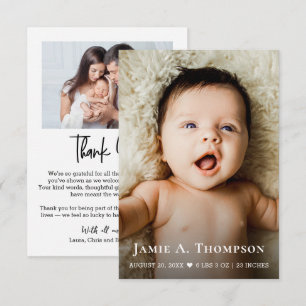 Cartão De Agradecimento Fotos Personalizadas Modernas Nome Pequena Nota Ch