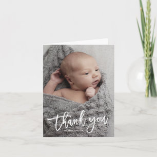 Cartão De Agradecimento Fotos Simples de Bebê com Caligrafia