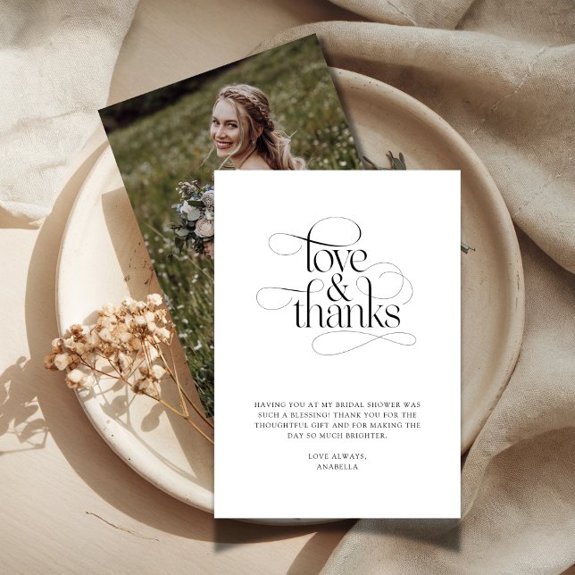 Cartão De Agradecimento Fotos Simples de Chá de Noiva Boho (Criador carregado)