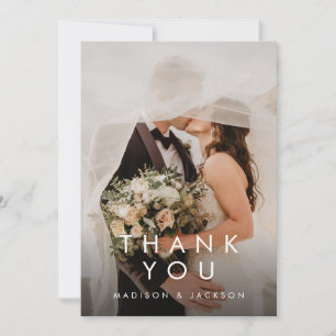 Cartão De Agradecimento Fotos Verticais de Casamento Simples Elegante Mode