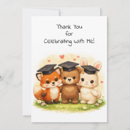 Cartão De Agradecimento Fox Bear Bunny Preschool Kindergarten Graduation 
