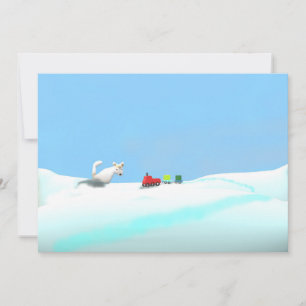Cartão De Agradecimento Fox da neve e trem do brinquedo