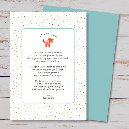 Cartão De Agradecimento Fox Simples, obrigado a anotar com poema