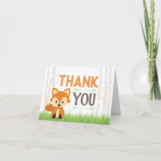 Cartão De Agradecimento Fox Tribal Woodland Chá de fraldas Obrigado C (Frente)