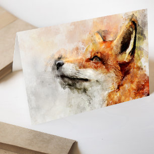 Cartão De Agradecimento Fox Watercolor Retrato 01
