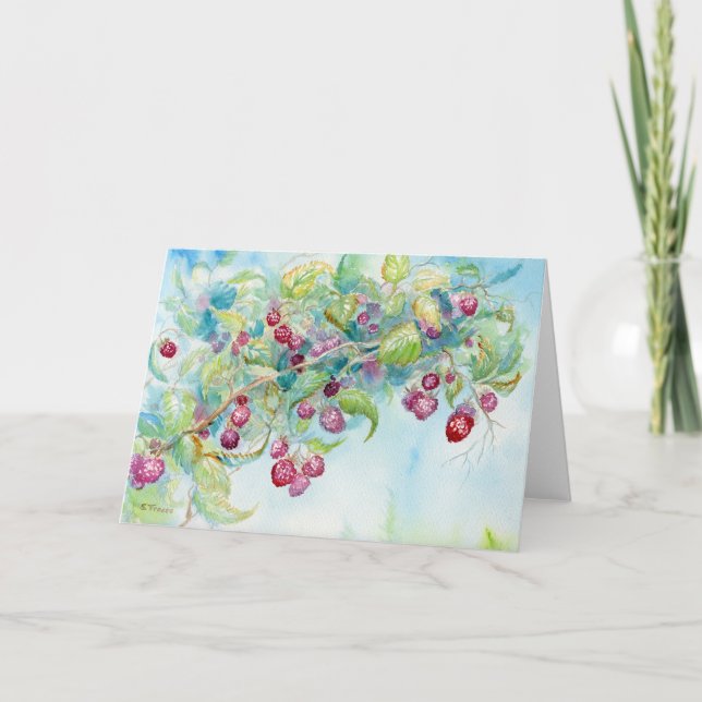 Cartão De Agradecimento Framboesas II Vazio (Frente)