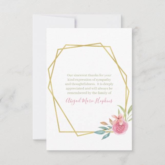 Cartão De Agradecimento Frame Floral Dourado Elegante Obrigado Por Serve (Frente)