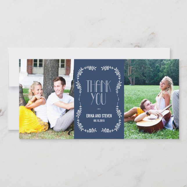 Cartão De Agradecimento Framing deixa casamento Obrigado Marinho de Cartõe (Frente)