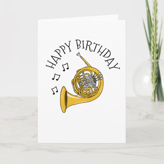 Cartão De Agradecimento Francês Horn Birthday Card Hornist Brass Musico (Frente)