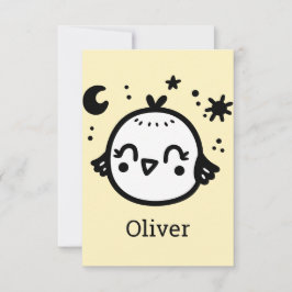 Cartão De Agradecimento Frango Alegre - Arte Linear de Pássaro Kawaii