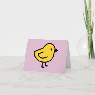 Cartão De Agradecimento Frango Amarelo Em Um Fundo Rosa