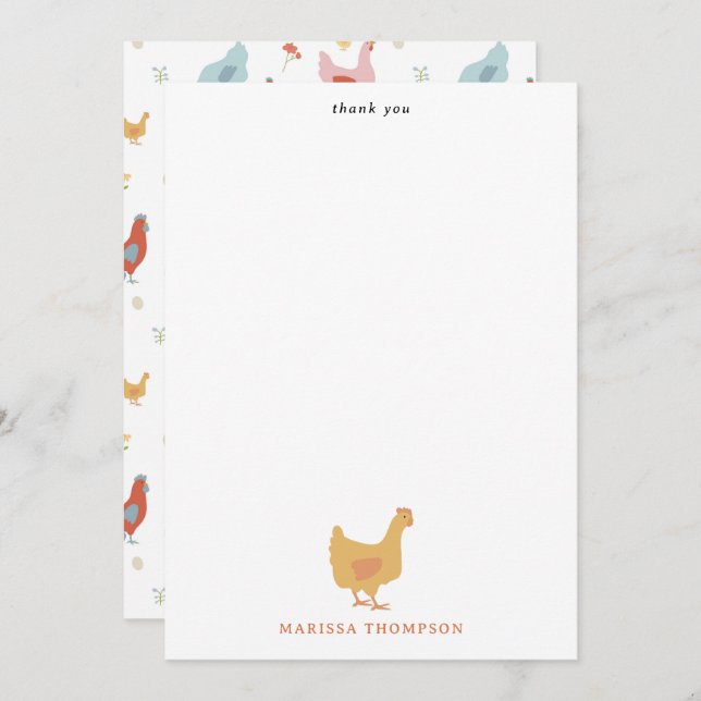 Cartão De Agradecimento Frangos Lindos Galinhas e Pintinhos (Frente/Verso)