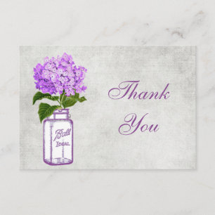 Cartão De Agradecimento Frasco de pedreiro & obrigado roxo do Hydrangea