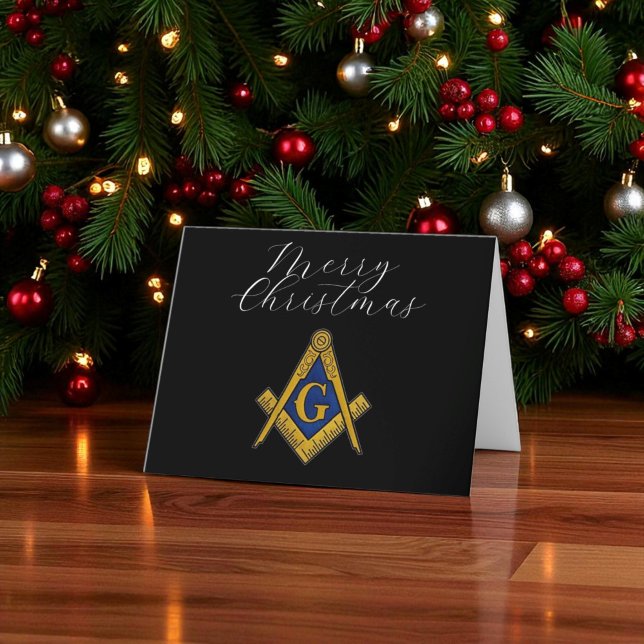 Cartão De Agradecimento Freemason Masonic Square e Compass Natal (Criador carregado)