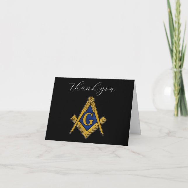 Cartão De Agradecimento Freemason Masonic Square e Compass Obrigado (Frente)