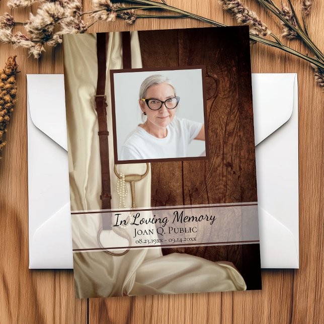 Cartão De Agradecimento Freio de Cavalo Rústico Cetim Funeral Memorial Con (Criador carregado)