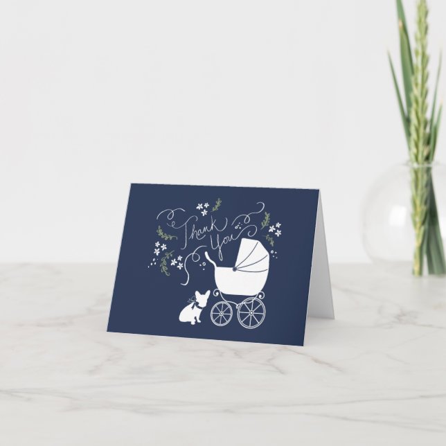 Cartão De Agradecimento French Bulldog Baby Shower Thank You Cards (Frente)