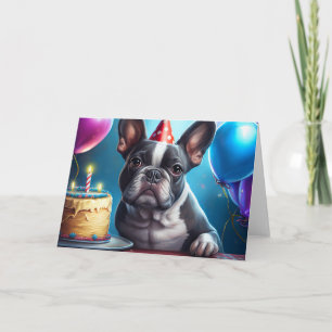 Cartão De Agradecimento Frenchie Birthday Bash: Um Cachorro Francês Bonito